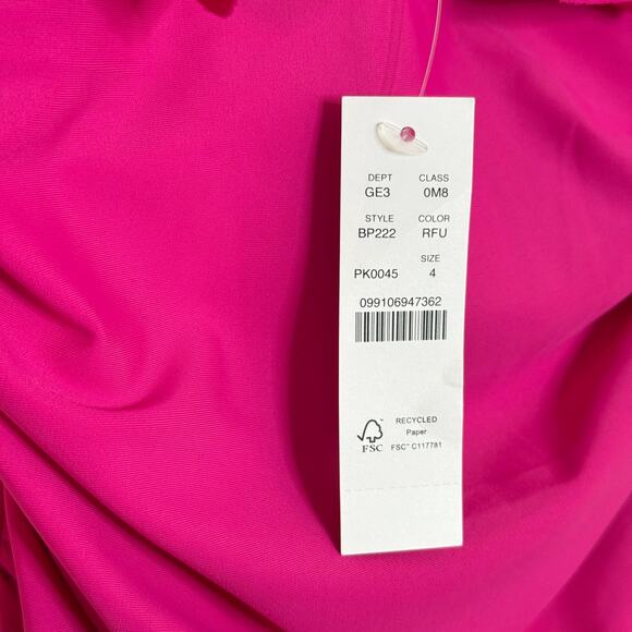 NWT J. Crew Women's Plunge V-Neck Pink Ruched Ruffle One-Piece Swimsuit Size 4 - Picture 5 of 6